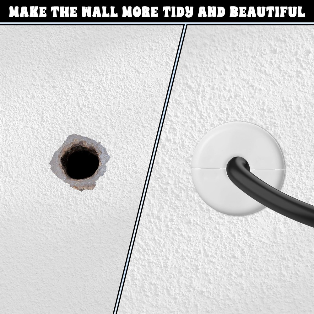 Thinp 2 Pcs Wall Grommets for Cables, Cable Pass Through Anti-Slip White