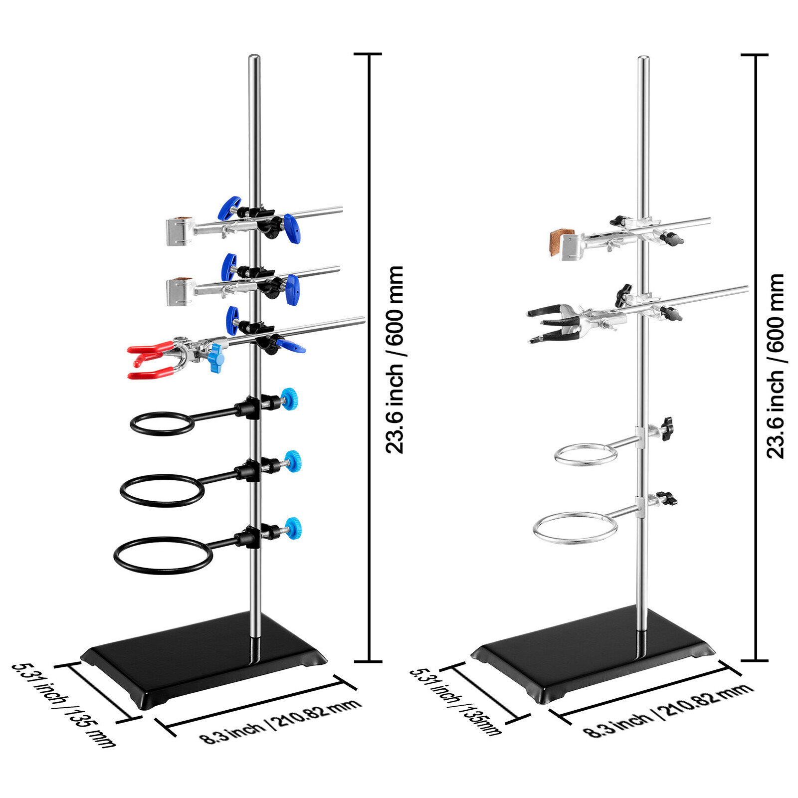 VEVOR Lab Stand Support Laboratory Retort Support Stand 23.6" Rod With Clamps