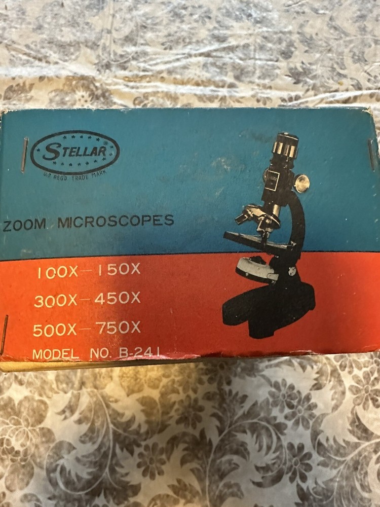 Vintage Stellar Microscope Kit With Tools & Slides, Incomplete