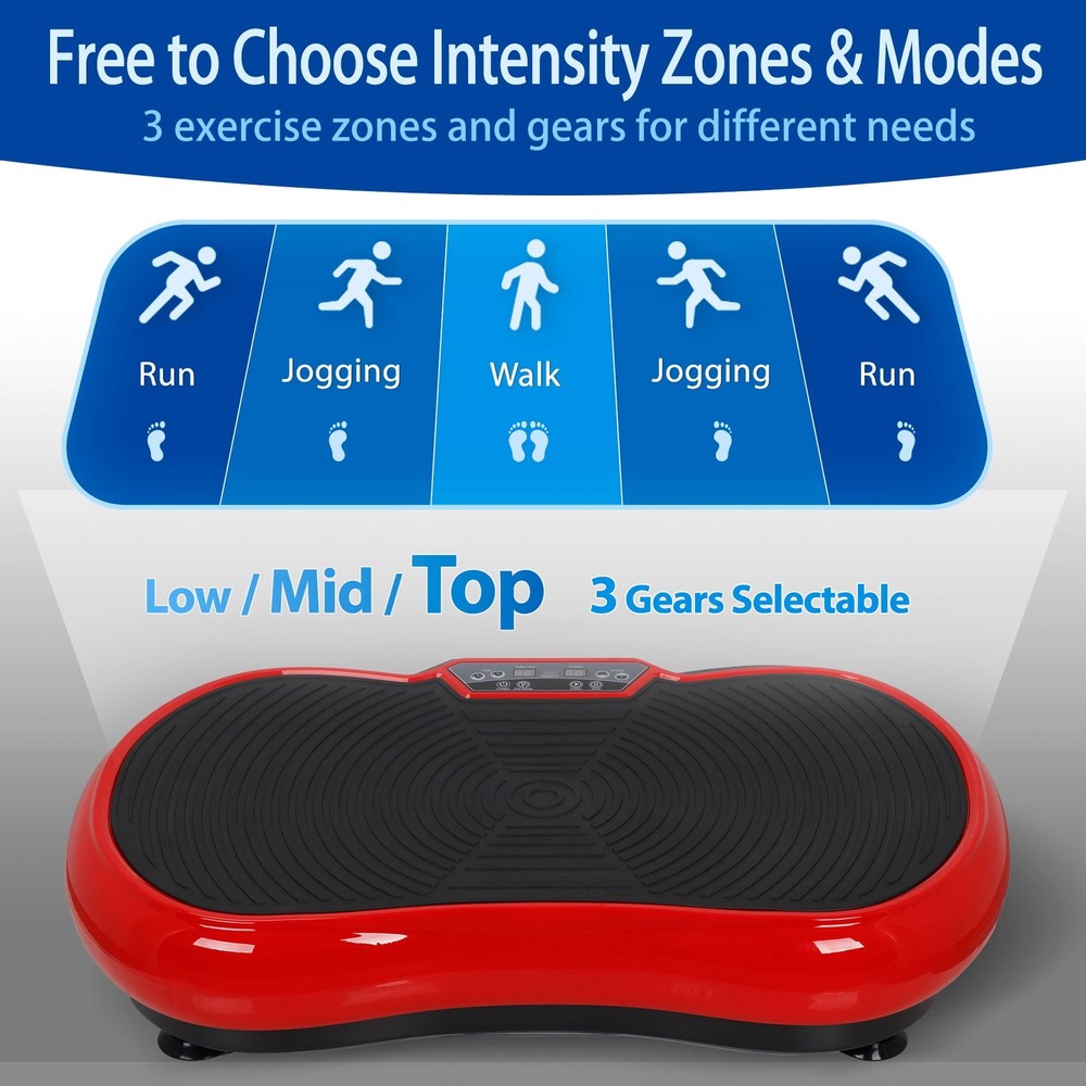 Vibration Plate Exercise Machine for Full Body Workout with Bluetooth, Red
