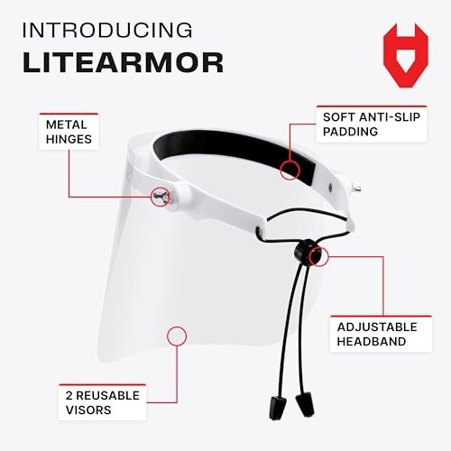 Adjustable Protective Face Shield Mask with 2 Reusable Visors - Flip-Up Design,