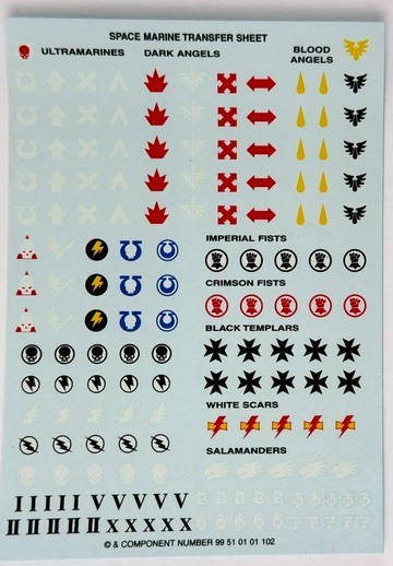 Warhammer 40k Space Marine Transfer Decal Sheet Games Workshop Original