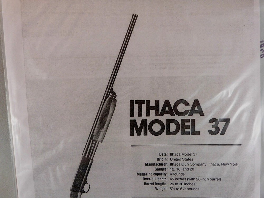 ITHICA MODEL 37 SHOTGUN BREAK DOWN INSTRUCTION KIT a