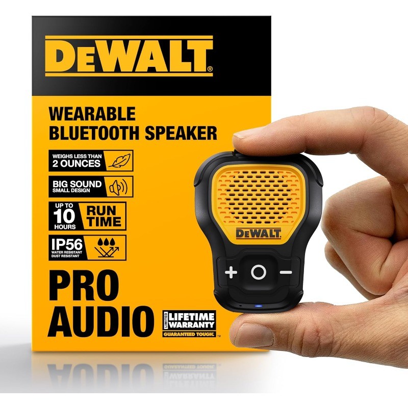 Wearable Bluetooth Speaker (Updated Version), Clip-On Wireless Jobsite Pro