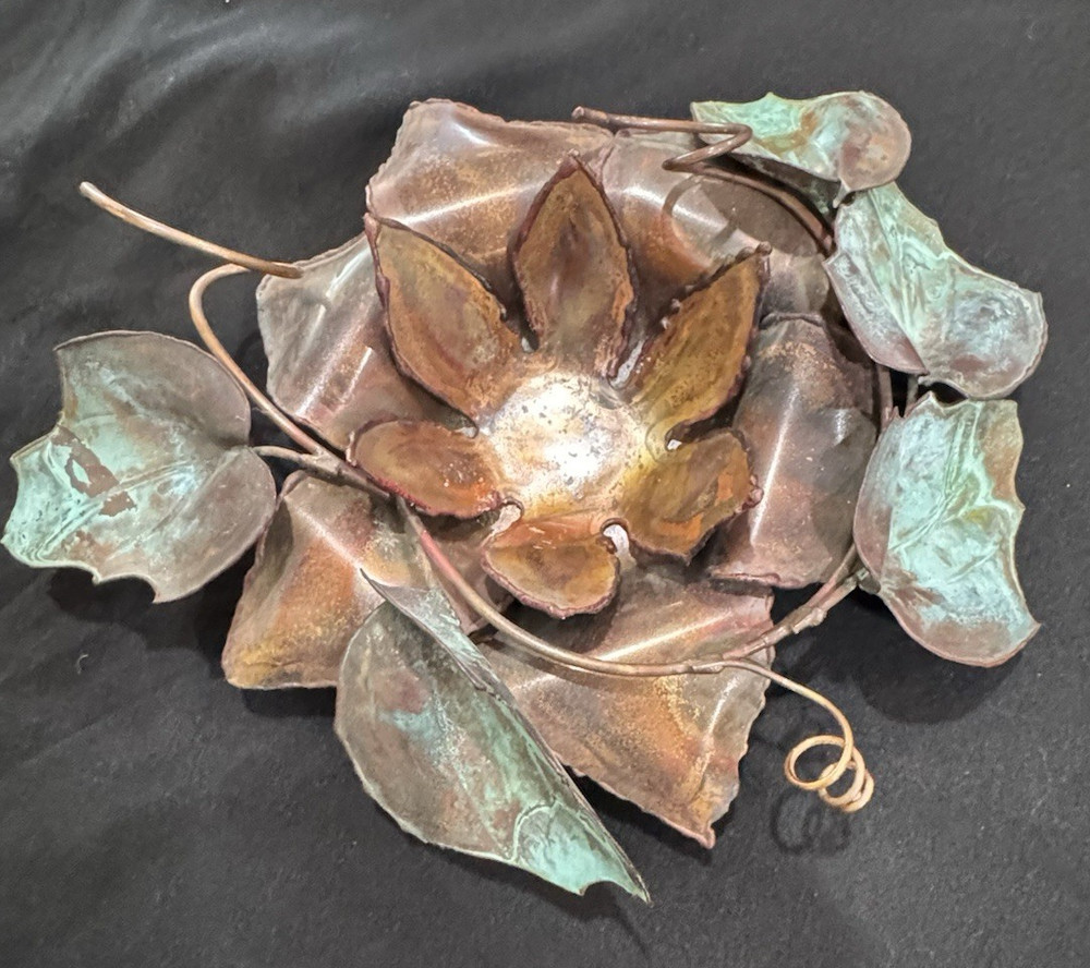 Brutalist MCM Copper Grapevine Votive Unsigned 9"