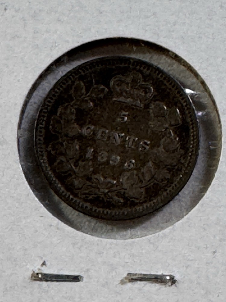 1896 Canada 5 Cents Silver Coin Cleaned