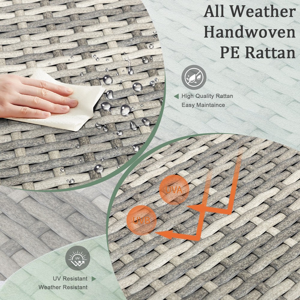 Outdoor PE Wicker Side Table with Storage, Small Patio Storage Bin Container