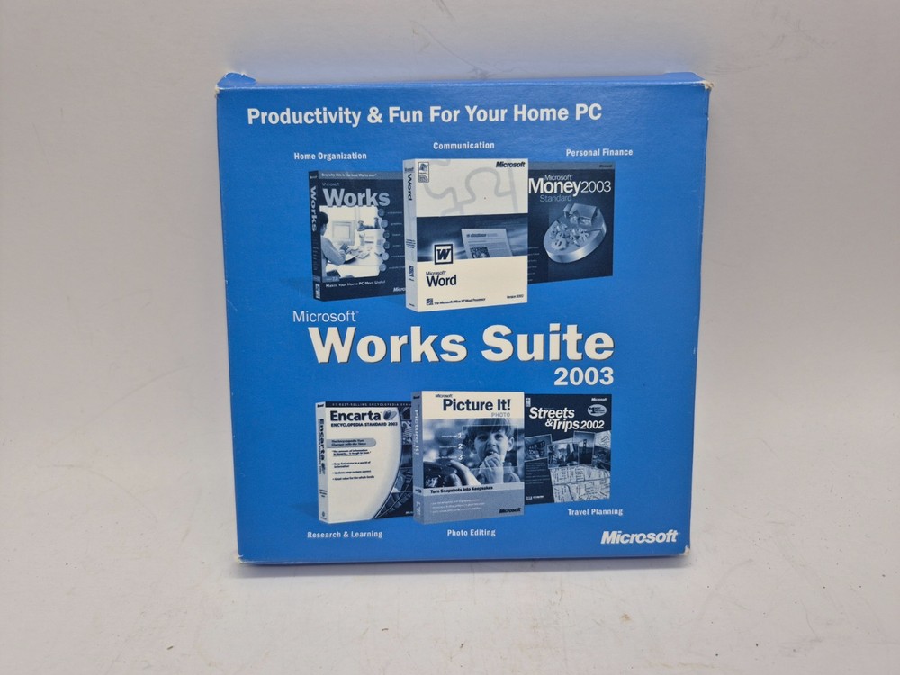 Microsoft works suite 2003-5 discs-pre owned