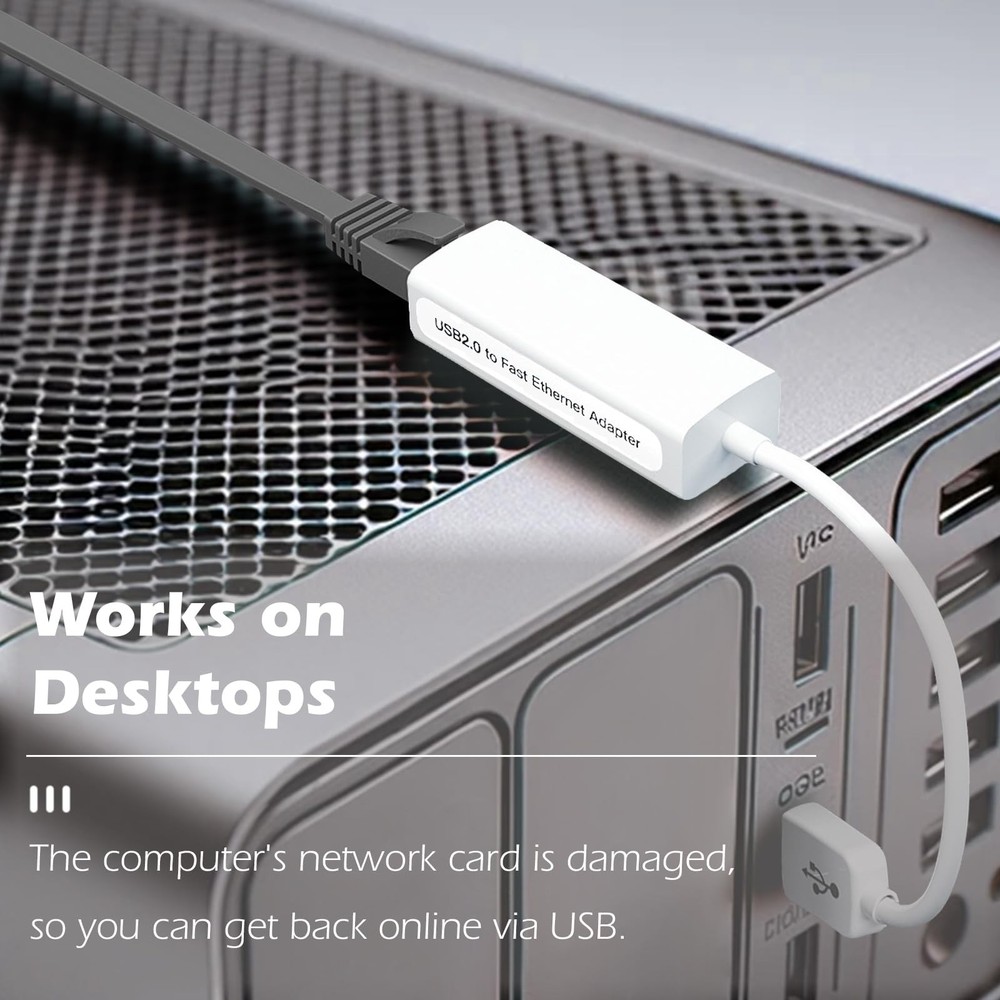 USB to Ethernet Network Adapter for Laptops USB 2.0 Devices Windows Mac OS