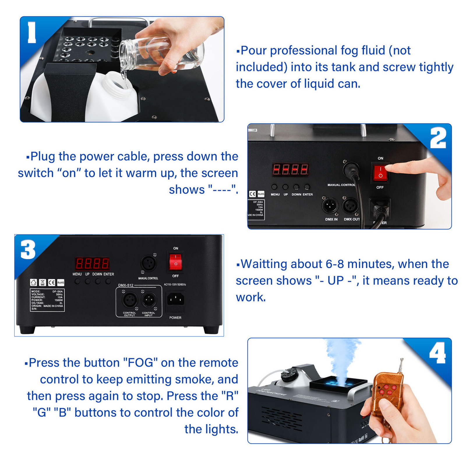 2pcs Vertical RGB 3 in1 24 LED DMX Fog Machine Stage Smoke Lighting W/ Remote