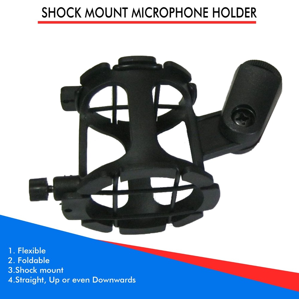 Shock Mount Microphone Holder, Flexible, Foldable, Live Shows & Recordings