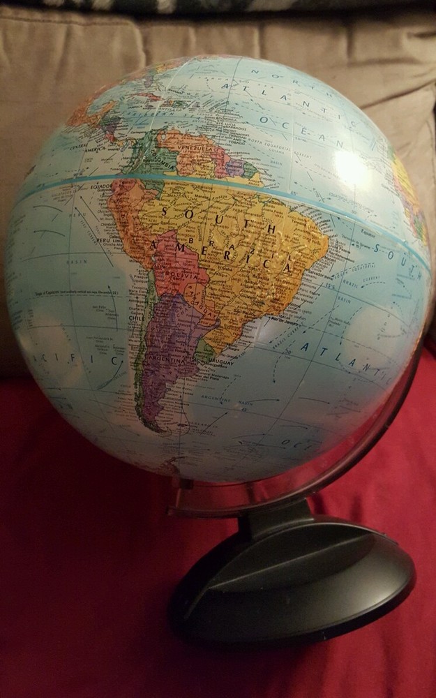 GLOBEMASTER 12" WORLD GLOBE w/ Raised Relief, smoke grey plastic base