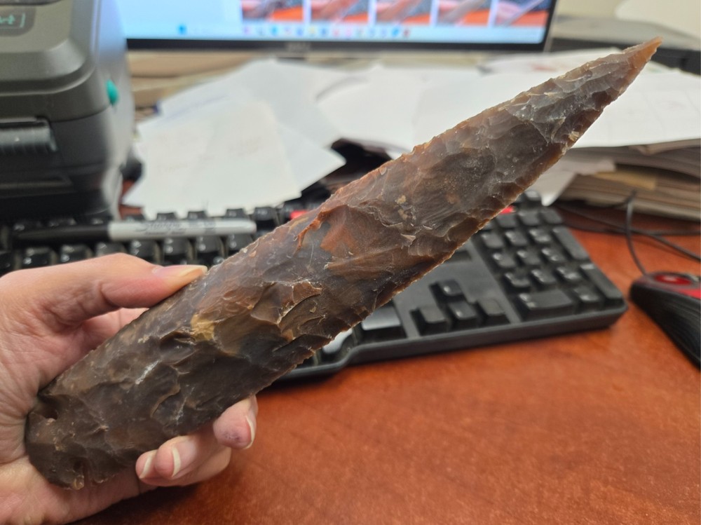 AGATE STONE SPEARHEAD ARROWHEAD POINT MEDIEVAL 10" - 10 1/2"