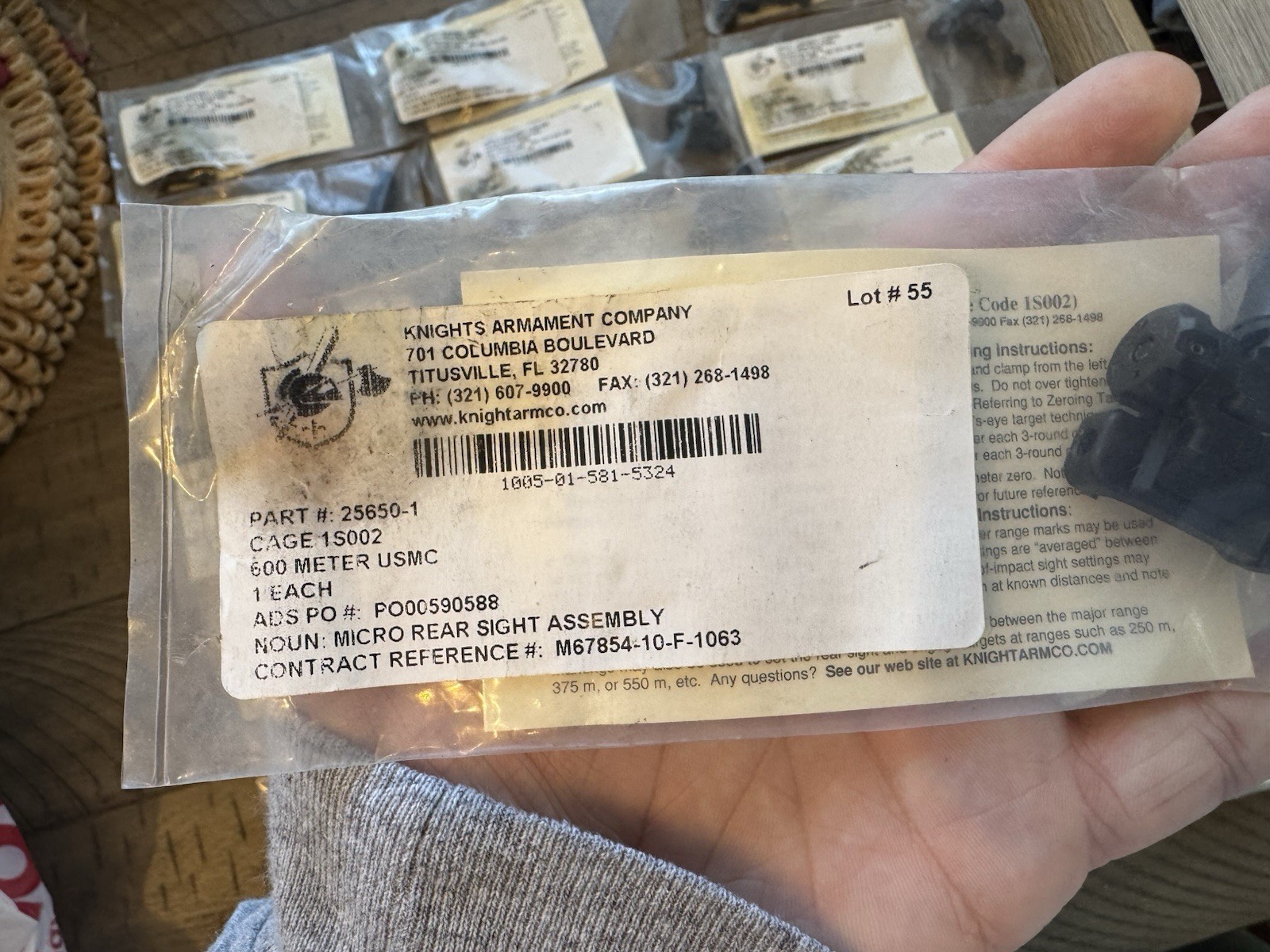 KAC Rear Iron Stamped USMC