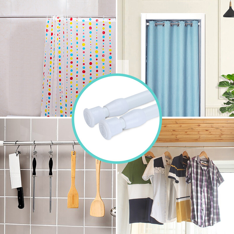 Adjustable Length Spring Loaded Tension Curtain Rod for Window Kitchen, Bathroom