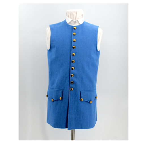French Blue Wool Colonial Waistcoat Size 42 / Large
