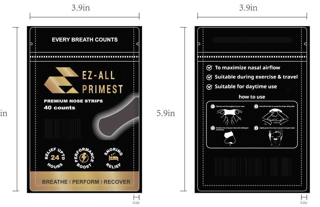 EZ-ALL Primest , Breathe EZ, Nasal Strips Snoring Relief, sports & sleep 40 Pcs