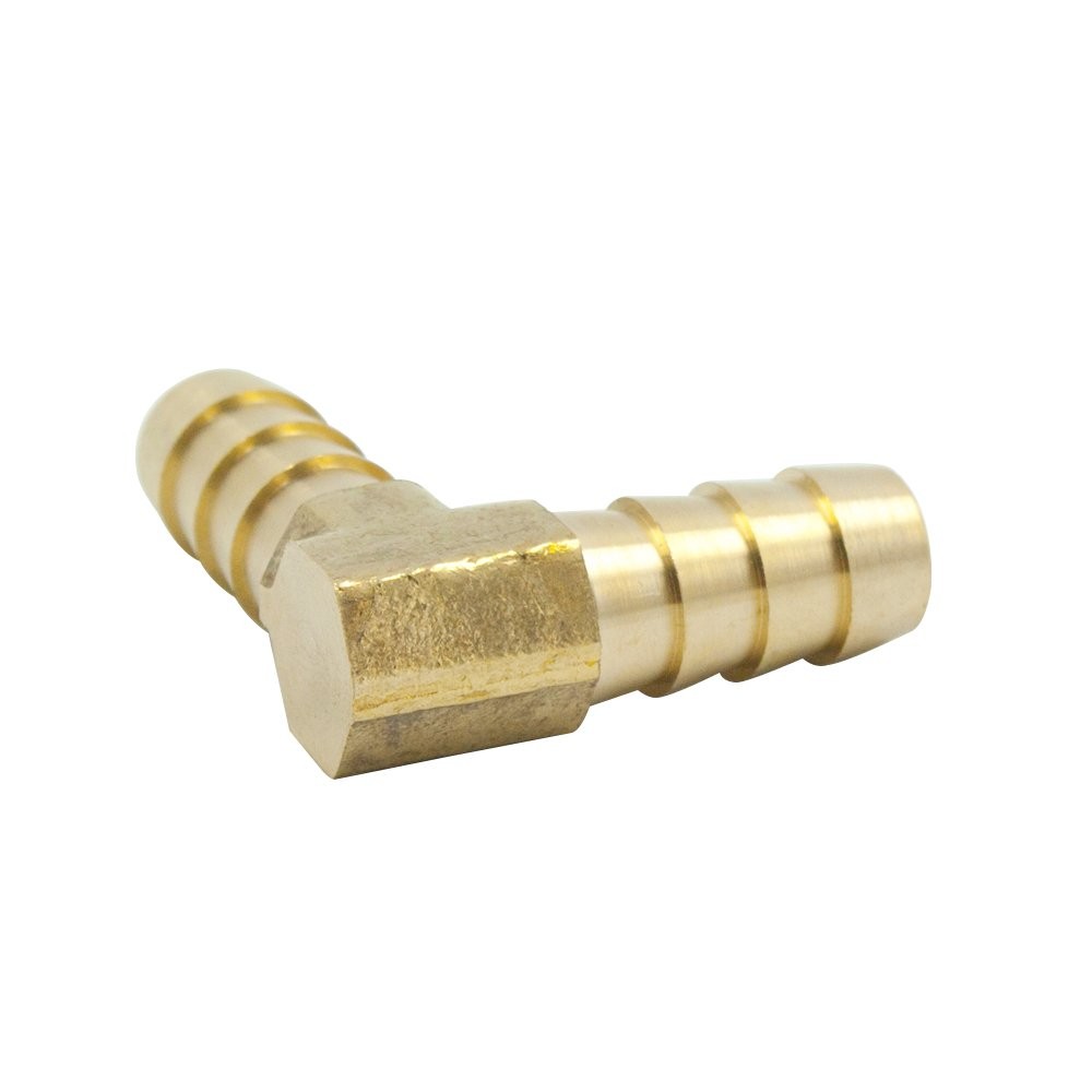 Brass Hose Barb 90 Degree Elbow Fitting 5/16" Barbed x 122-5, Gold