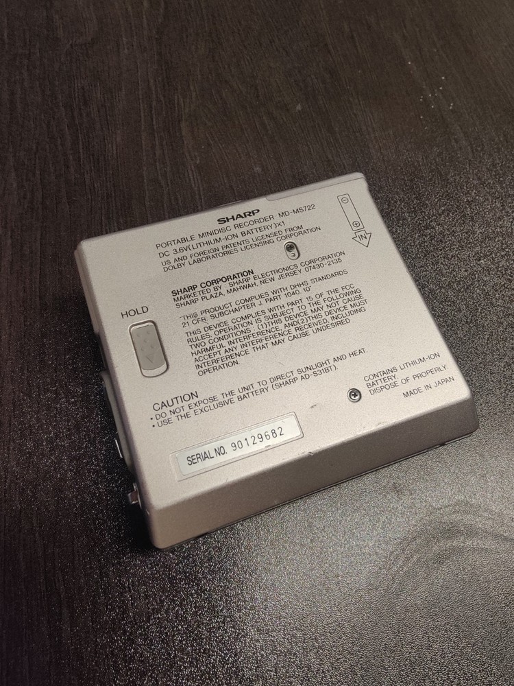Sharp MD-MS722 Portable Minidisc MD Player Recorder - Tested Working