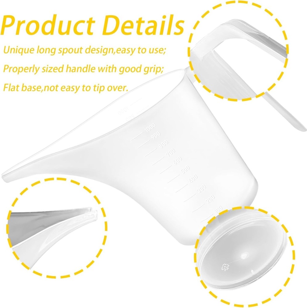 4 Pack Measuring Funnel Pitcher,PlasticMeasuring Cup W/ Long Spout,Large
