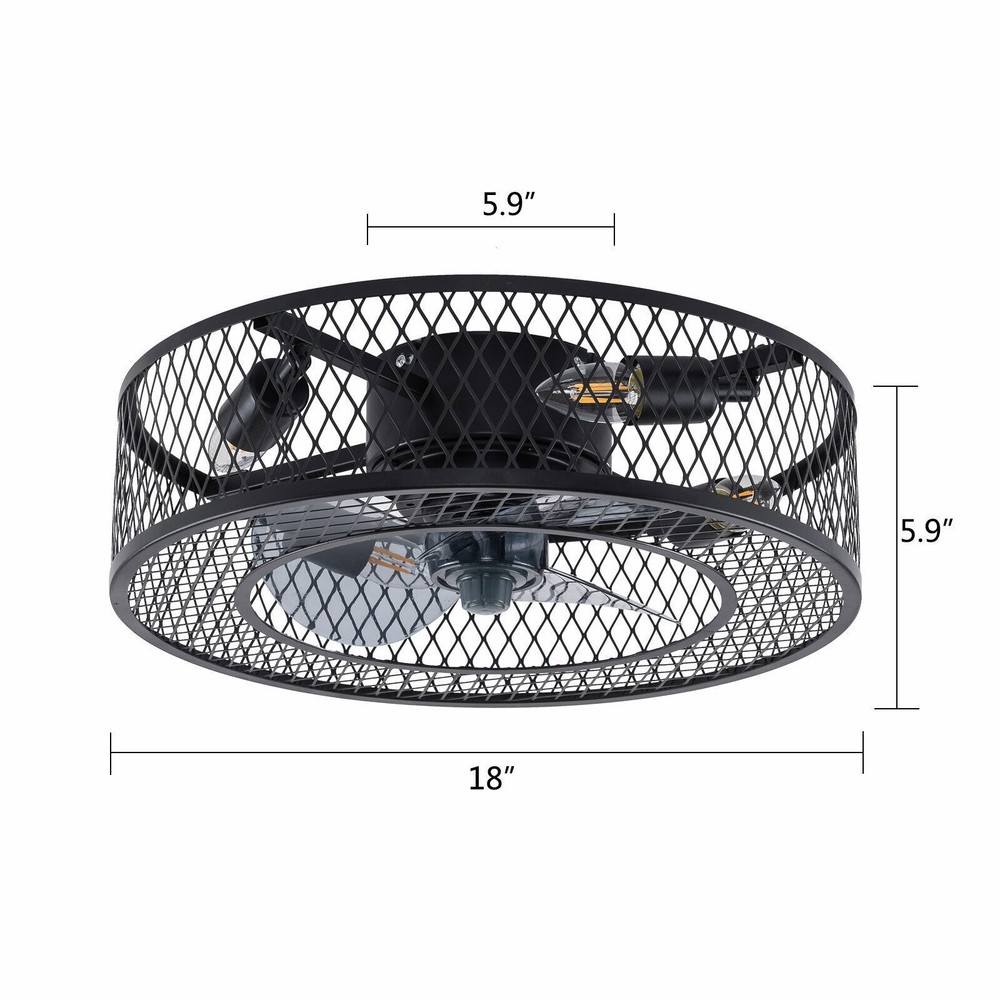 LED Ceiling Fan Light Chandelier Flush Mount LED Lamp Black with Remote 3-type
