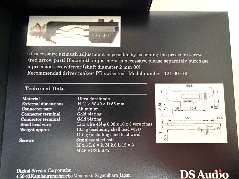 DS Audio Hs-001 Solid Head Shell Ultra Duralumin Body SHELL weight 10.5g