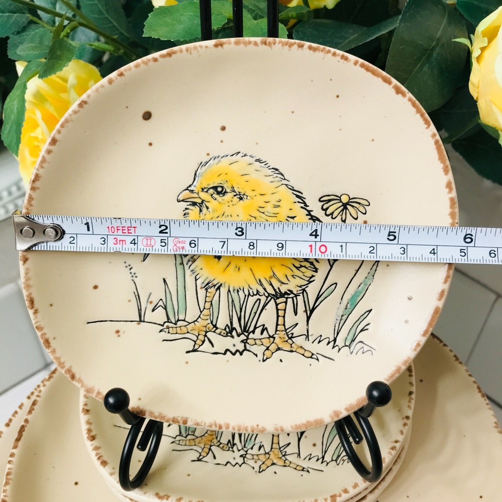 INHOMESTYLEZ Spectrum Easter Spring Chickdee Set Dinner Salad Appetizer plates