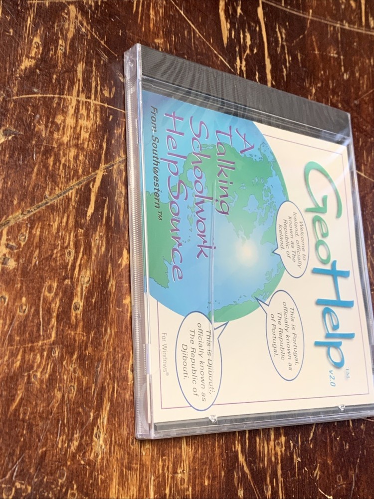 1998 GeoHelp - A Talking Schoolwork Help Source VTG. Computer Disc - Windows New