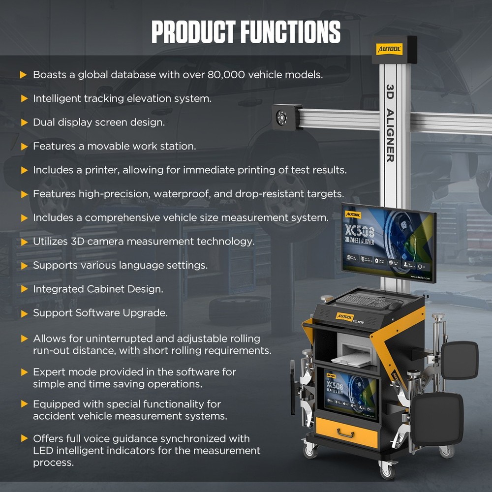AUTOOL XC508 3D Wheel Alignment Machine Fully Automatic Tire Aligner System 110V