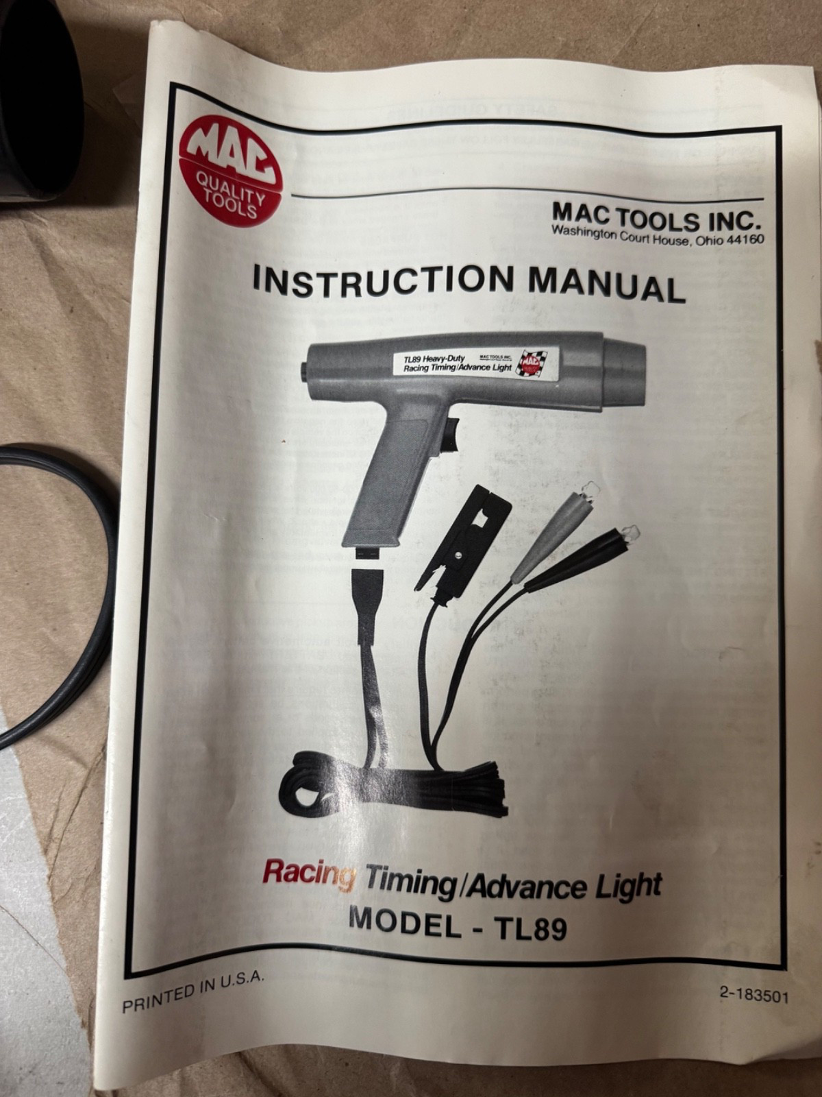 Mac Tools TL 89 Heavy-Duty Racing Timing Advance Light