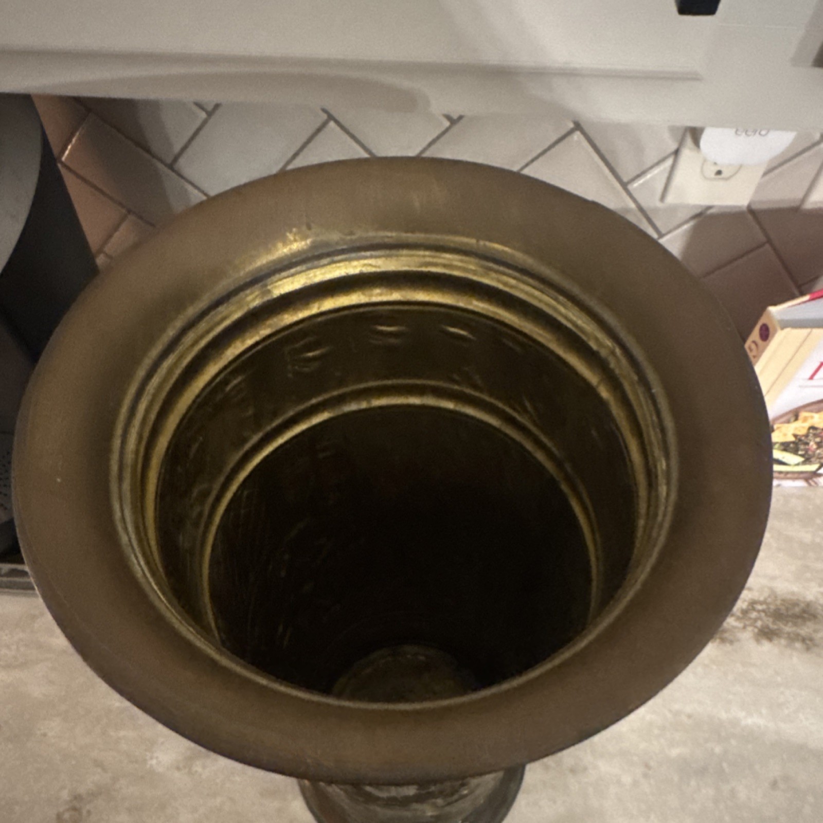 Antique Vintage Brass Embossed Figural Umbrella Stand