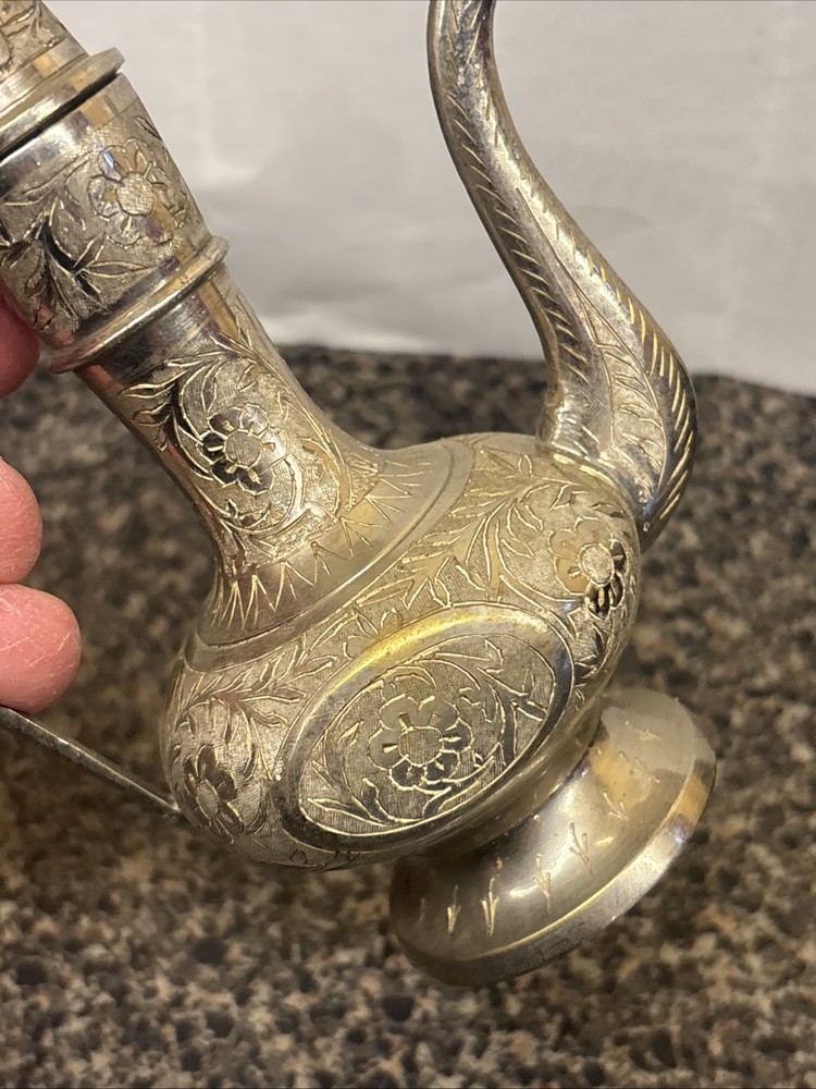 Vintage Solid Brass Mini Teapot; India; 5.5"