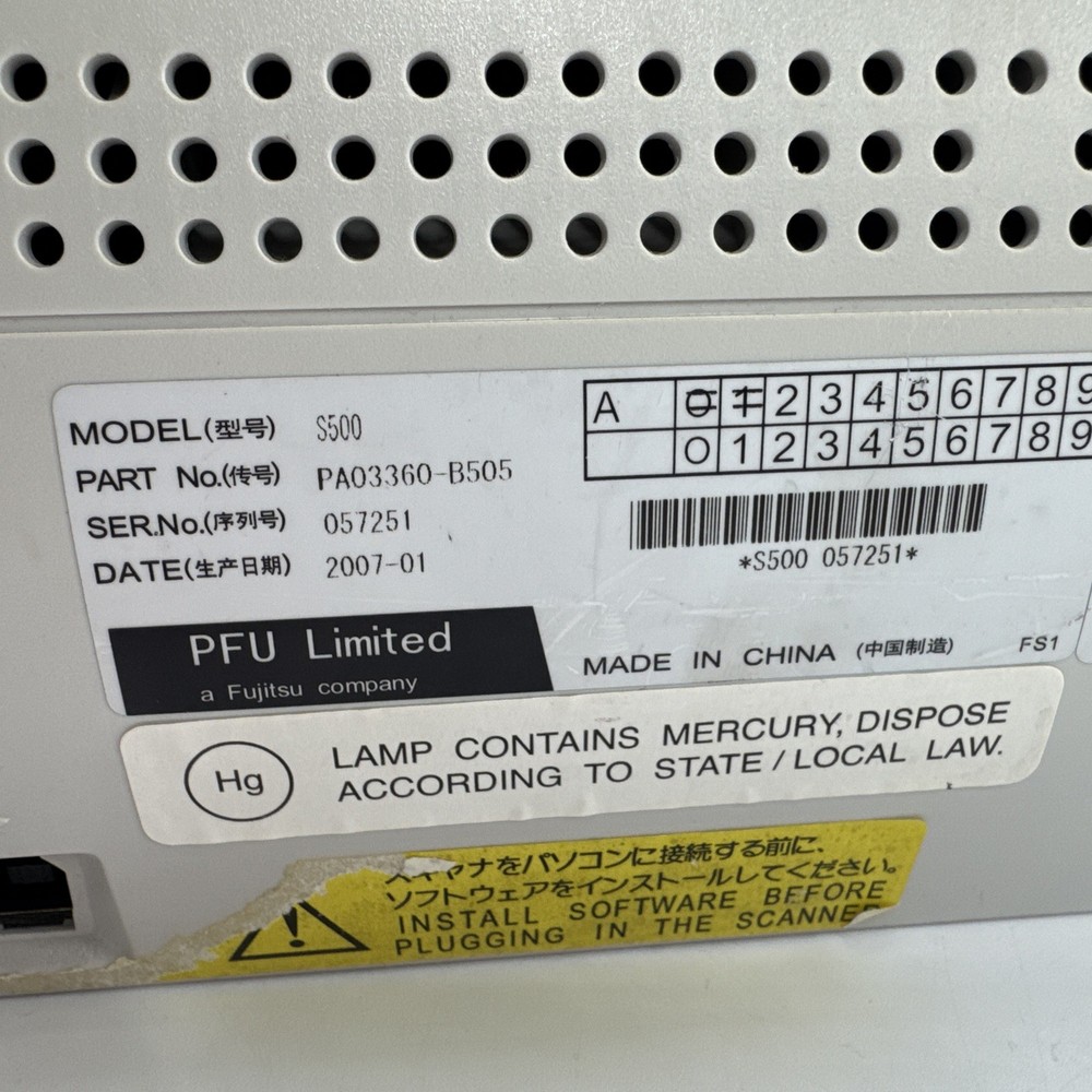 Fujitsu ScanSnap S500 Desktop Document Scanner USB with Cords TESTED *READ*