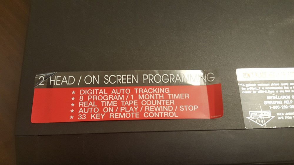 ORION VHS VIDEO CASSETTE RECORDER 2 HEAD/ON SCREEN PROGRAMMING MODEL # VR0220