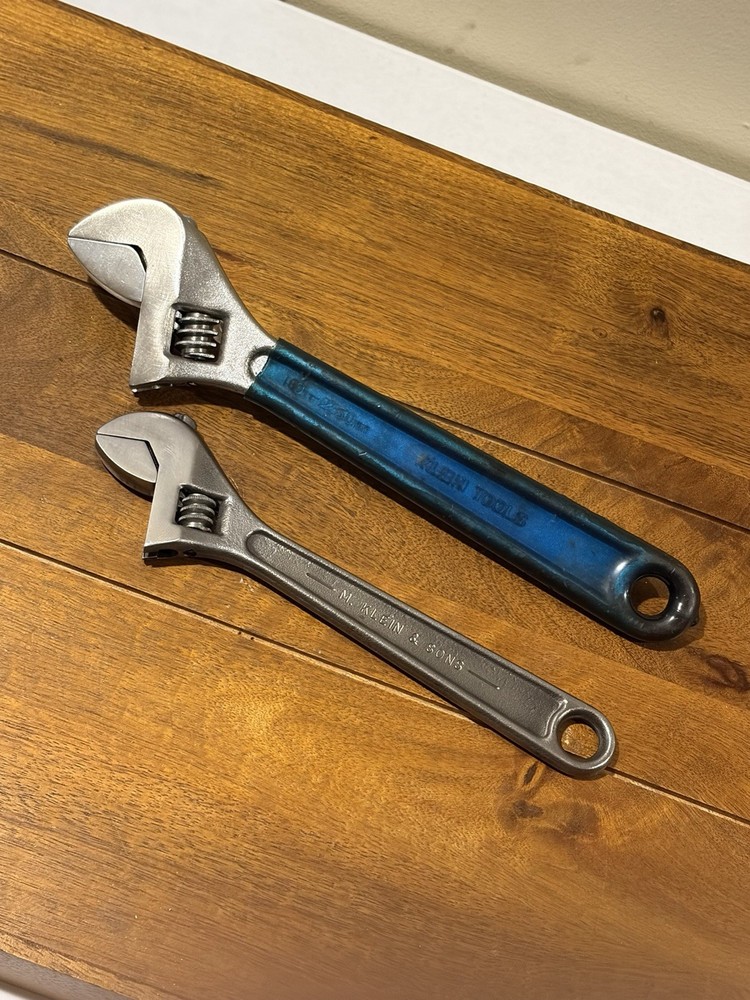 Vintage Klein Tools Adjustable Wrenches 8” 10” 2pcs