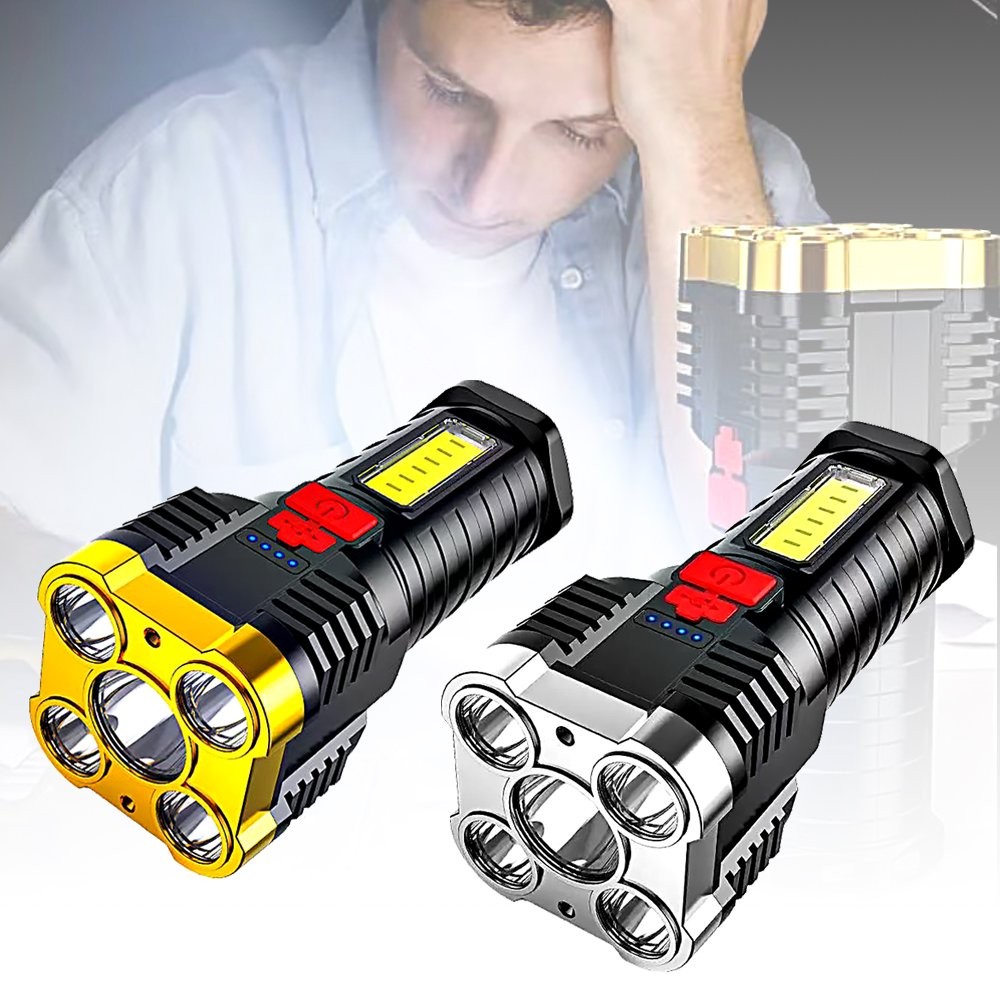 Five-nuclear Explosion Led Flashlight Strong Light Rechargeable Super Bright TL