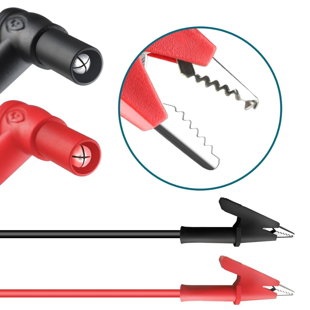 Versatile 3.3FT Electrical Testing Alligator Clip Leads, 20A Rated, Red & Black