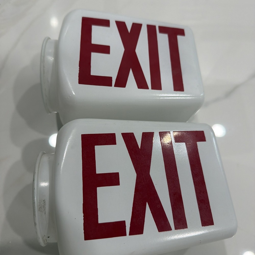 Milk Glass White Exit Double Sided Unusual Light Cover