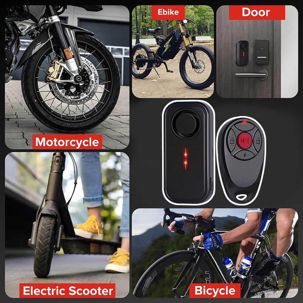 113dB Loud Security Alarm with Vibration Sensor and Wireless Remote for Bicycle