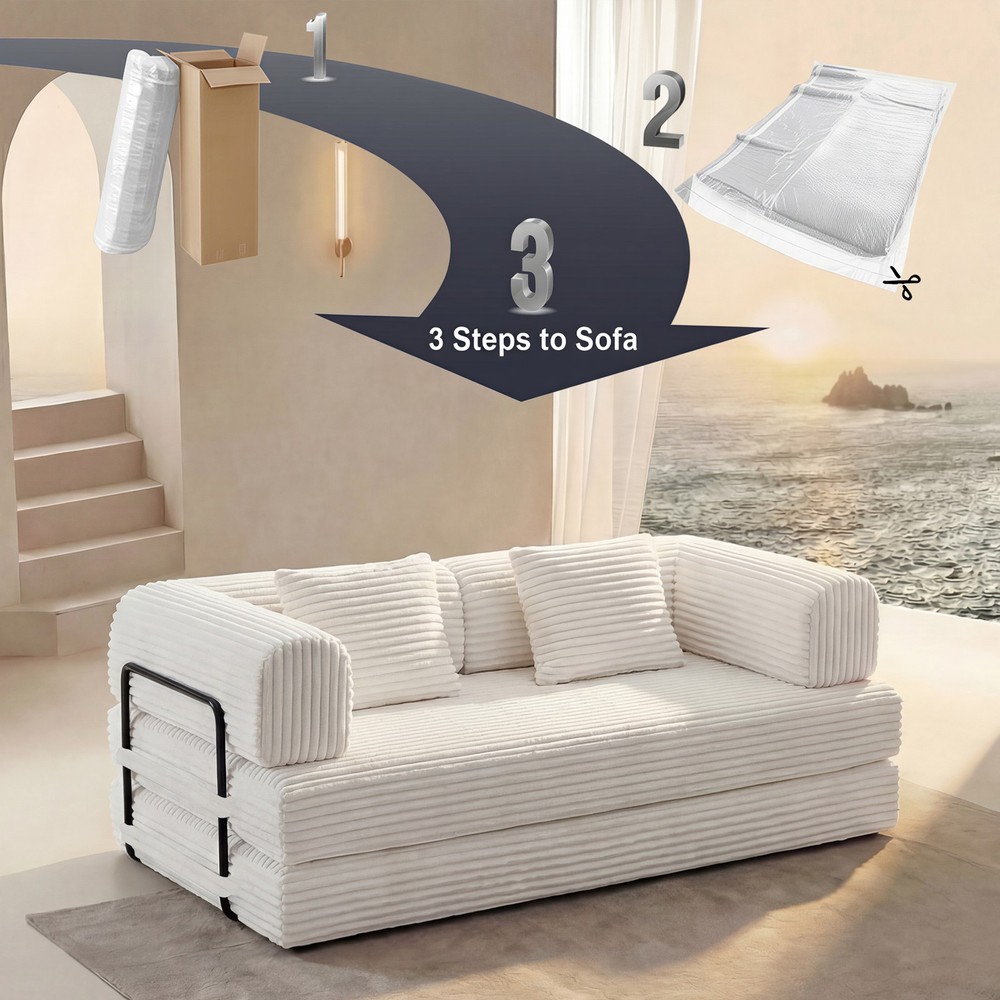 Compression Sofa,Convertible Floor Sofa Bed-with Pillow Back Support Armrest,Co