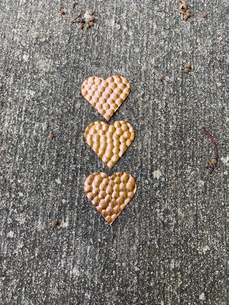 Hammered Copper Hearts, 1.5" (3 Pack)