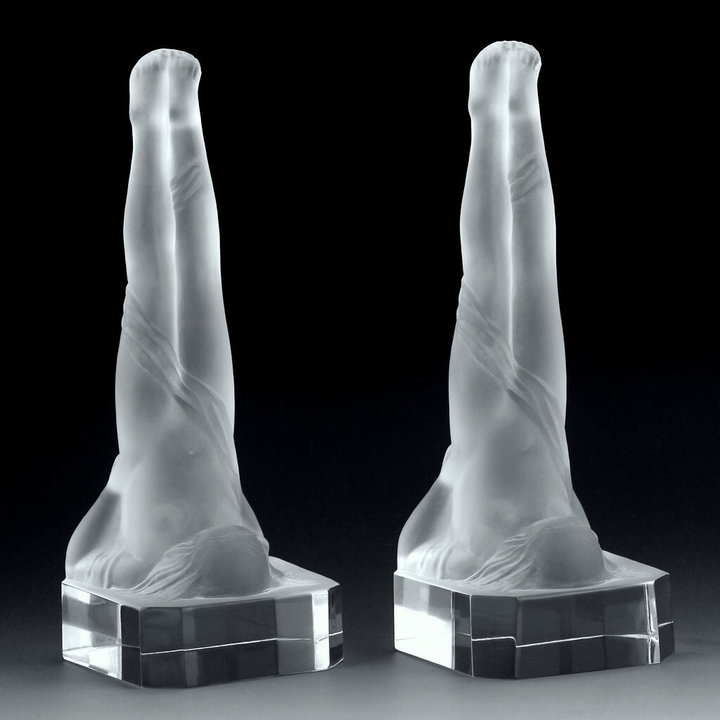 France Art Deco Art Glass Bookends Sculpture 1930' H.Hoffmann