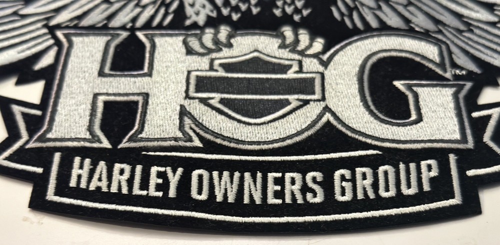 Harley Davidson Owners Group HOG Large Silver Eagle Patch 10 3/4" X 6"