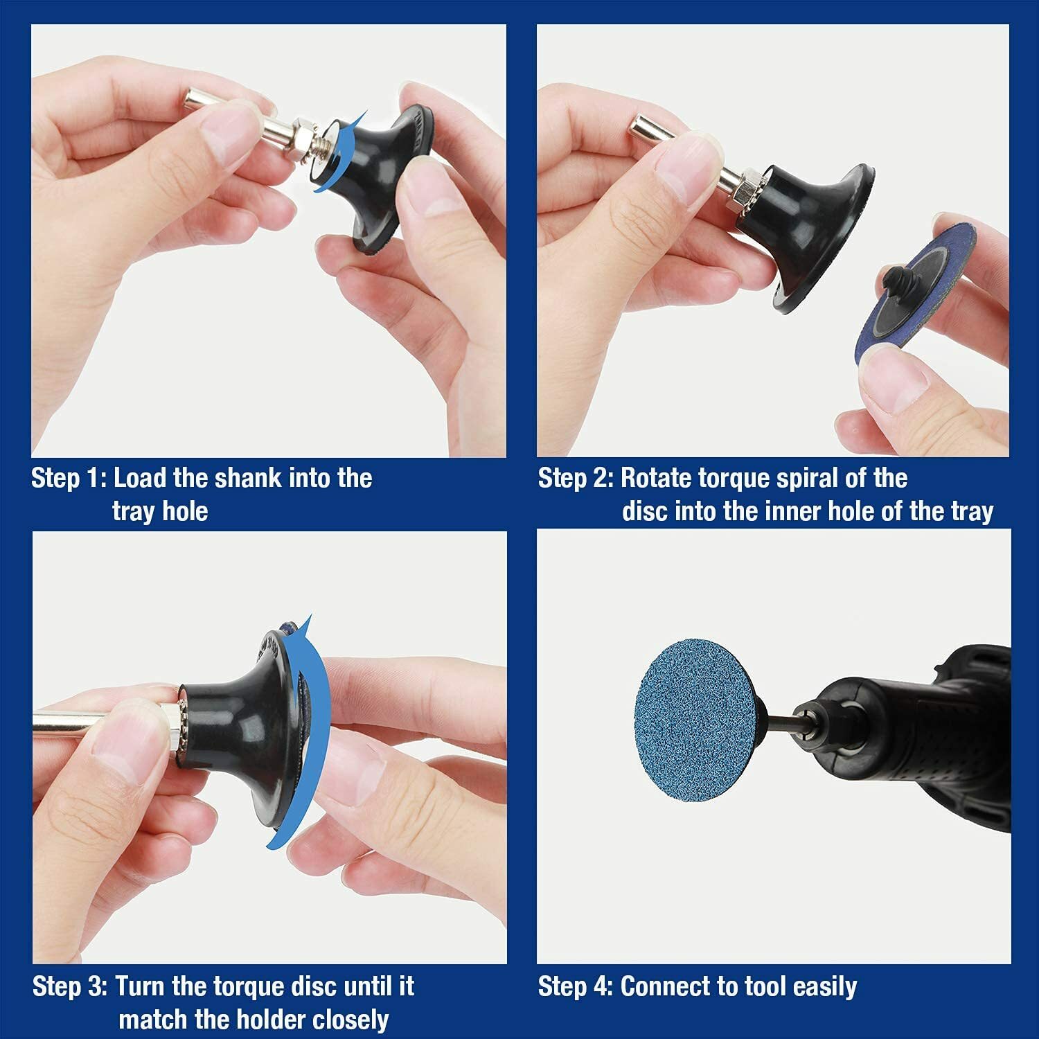 71PCS 2" Roll Lock Sanding Discs Set W/ 1/4 Holder Die Grinder Quick Change Disc