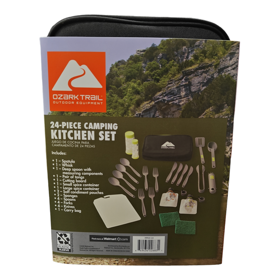 Ozark Trail - 24-Piece Camping Kitchen Set BPA-Free Plastic with Travel Bag