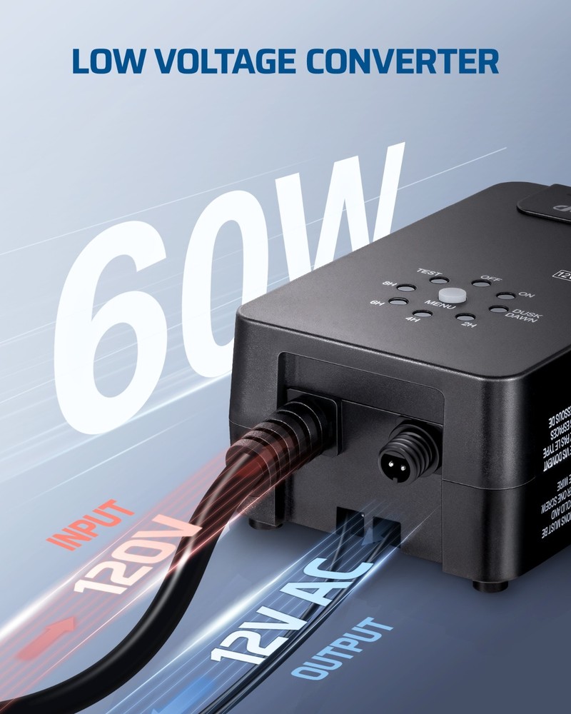 DEWENWILS 60W Low Voltage Landscape Transformer, Weatherproof, Sensor & Timer