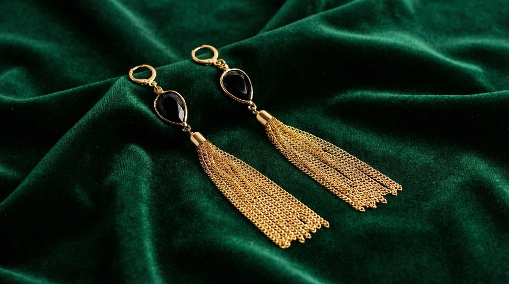 Black Tassle Earrings