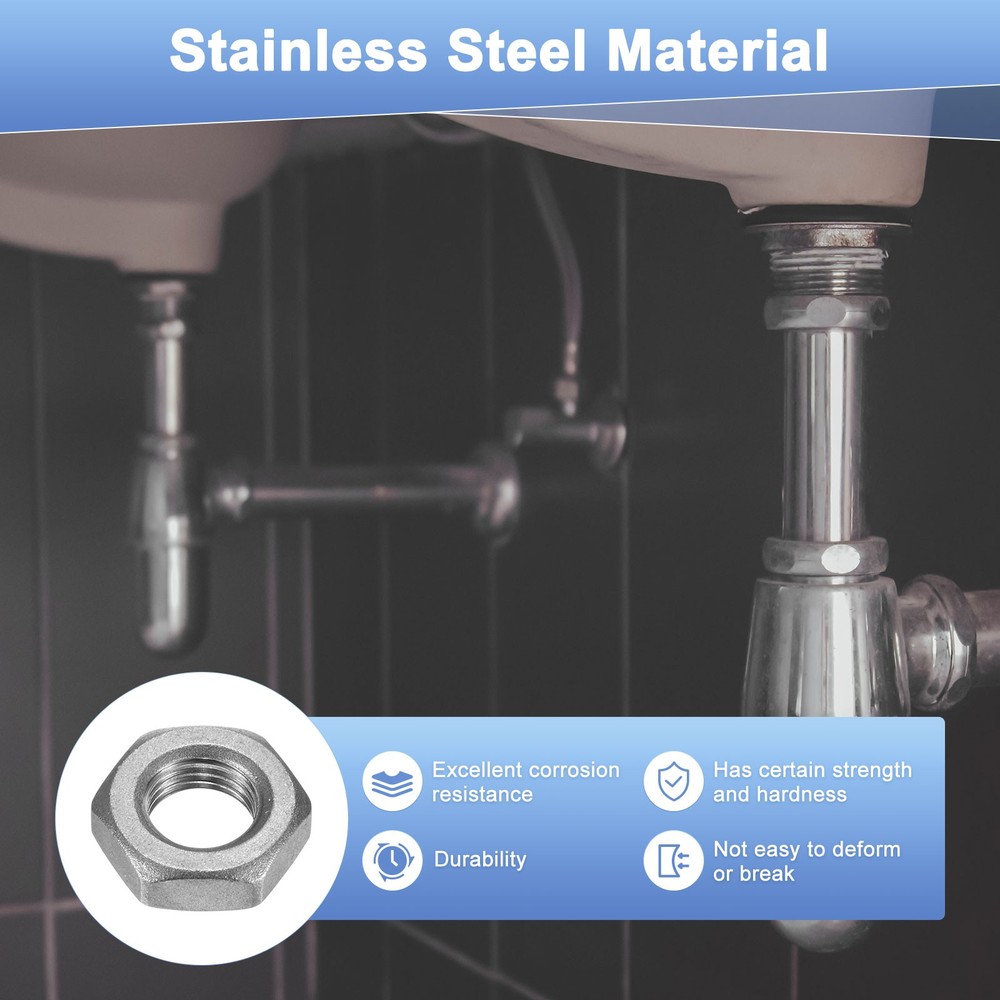 2-Pack Cast Pipe Fitting Hex Locknut, G1/4 Female Thread Hex Locking Nut