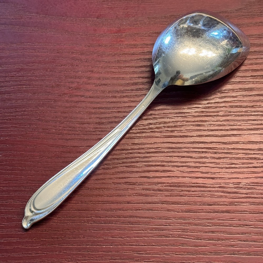 International Deep Silver HAPPY ANNIVERSARY Casserole Solid Serving Spoon C1960