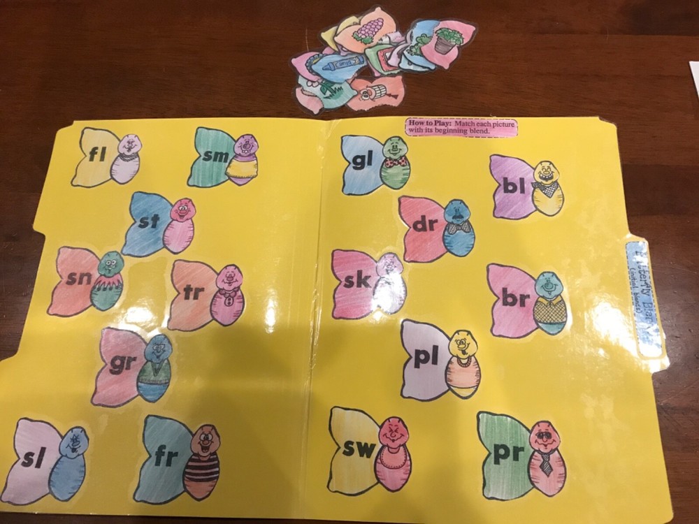 Butterfly Blends! Initial Blends 1st grade language arts file folder game